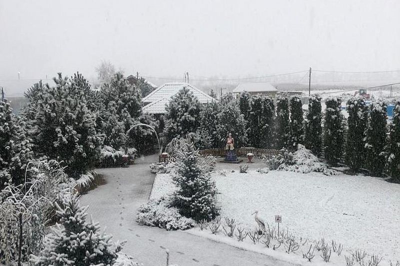 Снег выпал в Краснодарском крае