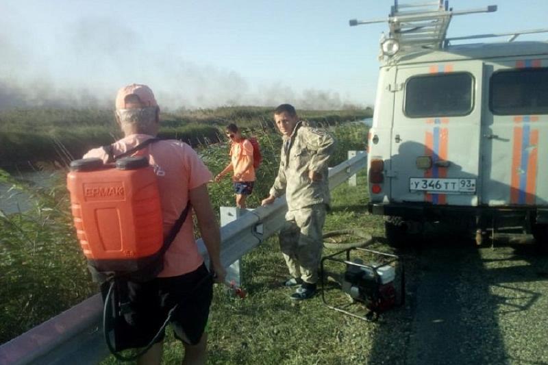 В Краснодарском крае сотрудник МЧС поймал поджигателя камыша на месте пожара