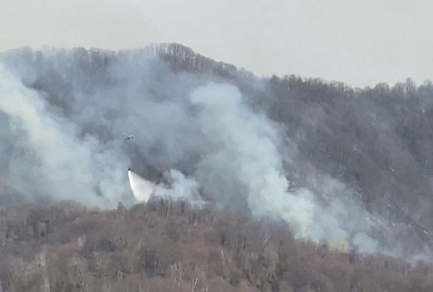 К тушению пожаров в Сочи привлекли вертолет МЧС