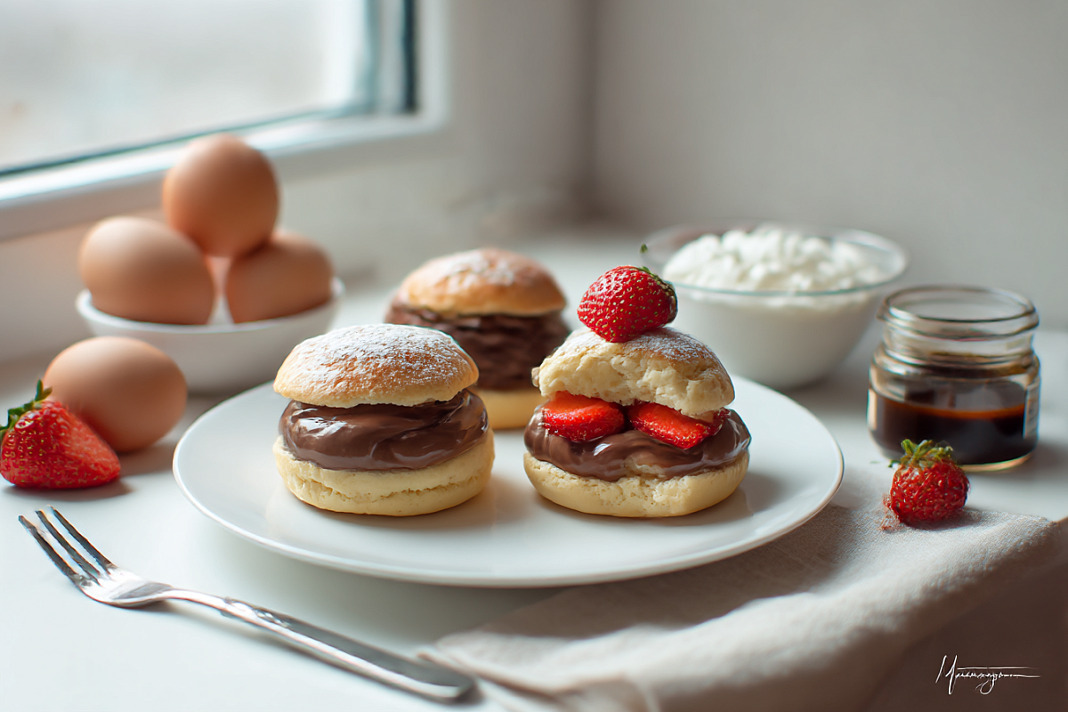 Воздушные пирожные без сахара и муки: «облачки» с шоколадным кремом