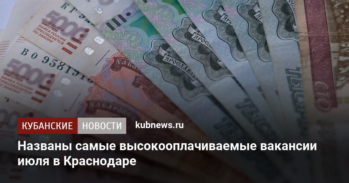 Названы самые высокооплачиваемые вакансии июля в Краснодаре