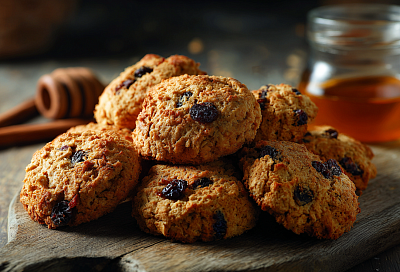 Постное овсяное печенье с изюмом и мёдом: мягкое, ароматное и без яиц