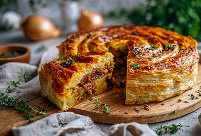 Слоёный мясной пирог с картофелем, который я готовлю через день — сочный и очень вкусный