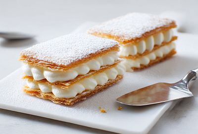 Мильфей с дипломатическим кремом из готового слоёного теста