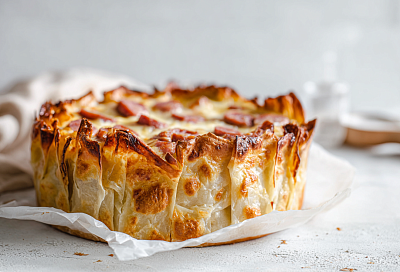 Самый ленивый и вкусный пирог на свете – просто складываю лаваш гармошкой и заливаю яйцами