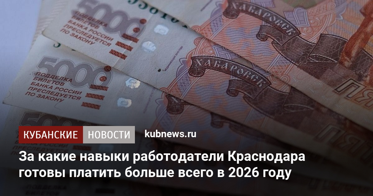 За какие навыки работодатели Краснодара готовы платить больше всего в 2026 году