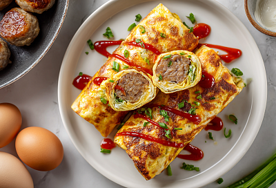 Сосиски в яично-капустных блинчиках: готово за 15 минут – любимый завтрак моих детей!