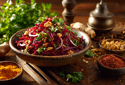 Беру обычную свёклу и через 15 минут получается грузинский салат, от которого все в восторге