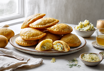 Варю картошку, замешиваю тесто на отваре — получаются тоненькие жареные пирожки с картофелем как из детства!