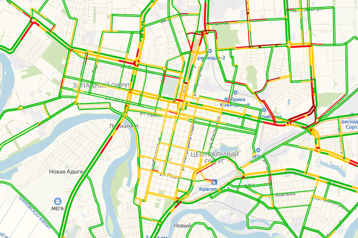 На дороги Краснодара вернулись 7-балльные пробки