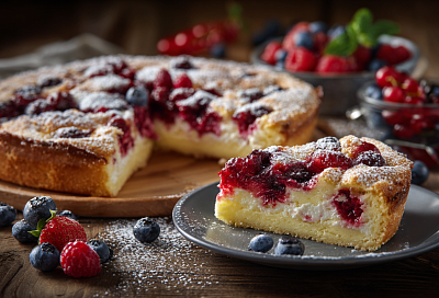 Пирог "Фурор" с ягодами и творогом : просто, вкусно и без лишних хлопот