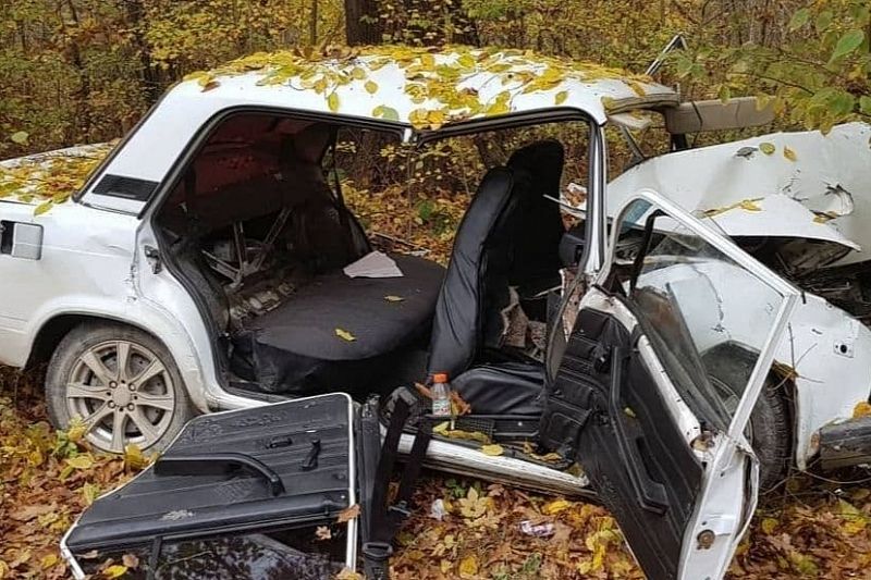 21-летний водитель на ВАЗе врезался в дерево и погиб. Пострадал подросток