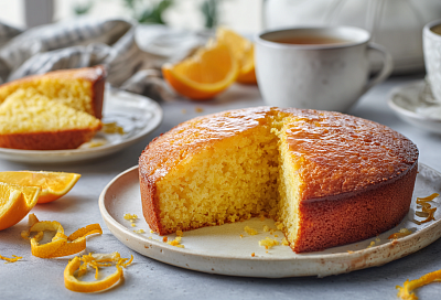 Постный апельсиновый манник "четыре стакана": просто, ароматно и без яиц