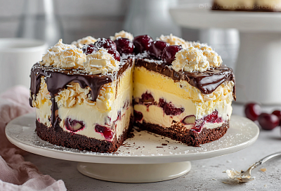 Польский торт Пани Валевская — нежный шоколадный десерт с вишней и меренгой: идеален к 8 марта