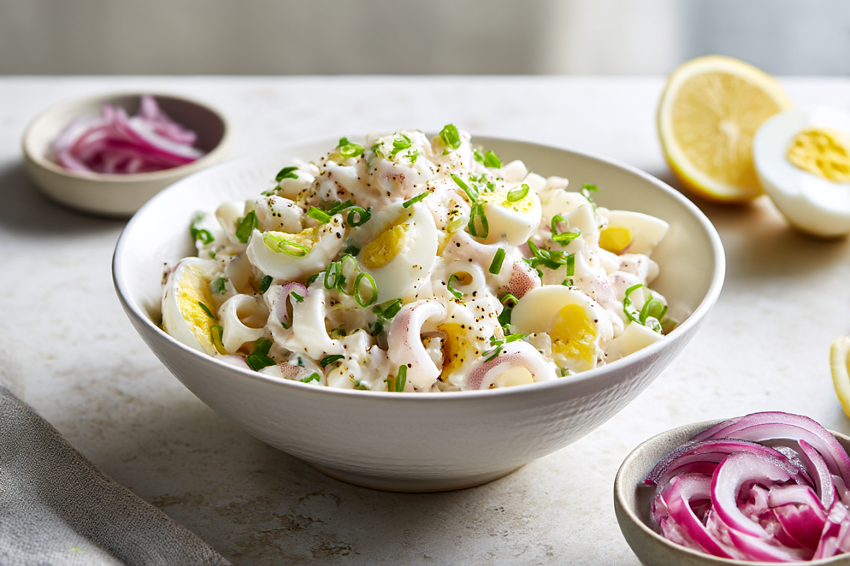 Салат с кальмарами «3 ингредиента»: нежный, хрустящий и без резины