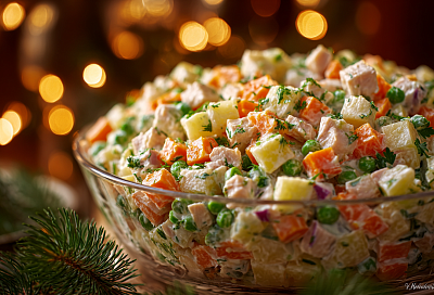 Готовлю самый вкусный оливье на Новый год: рассыпчатый, сочный и без каши