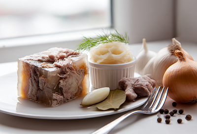 Холодец в скороварке + «секретная» подача: чесночное пюре и маринованный лук