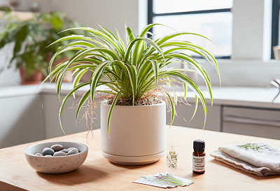 Посадила хлорофитум в камушки и воду — и он перестал желтеть