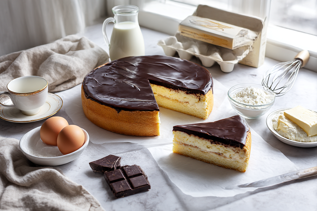 Кремовый пирог-торт за вечер: нежный корж, заварной крем и шоколадная глазурь