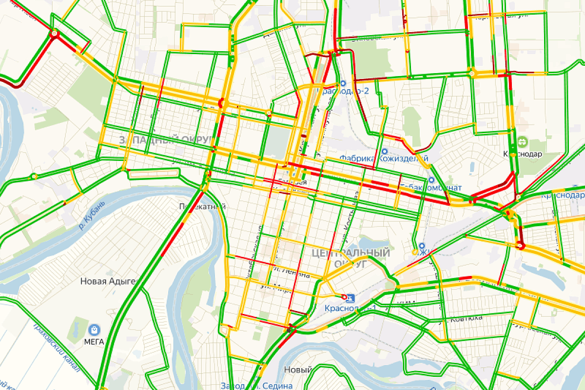8 баллов: Яндекс назвал самые загруженные улицы Краснодара