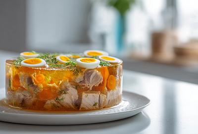 Варю настоящий домашний холодец из трёх видов мяса – крепкий, прозрачный и такой вкусный, что тарелки пустеют за минуту