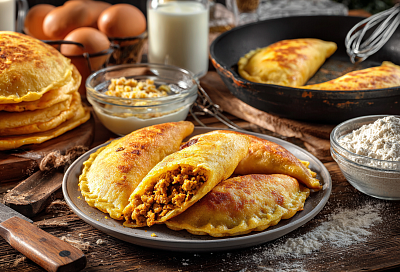 Блинчики с куриным фаршем как чебуреки: нежные, сочные и очень вкусные