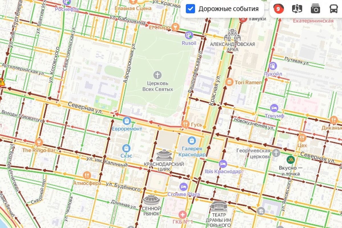 Краснодар застрял в 9-балльных пробках