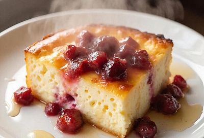 Творожная запеканка «Всего по 3». Готовится без весов, рецепт даже не записываю, всегда получается пышной и воздушной 