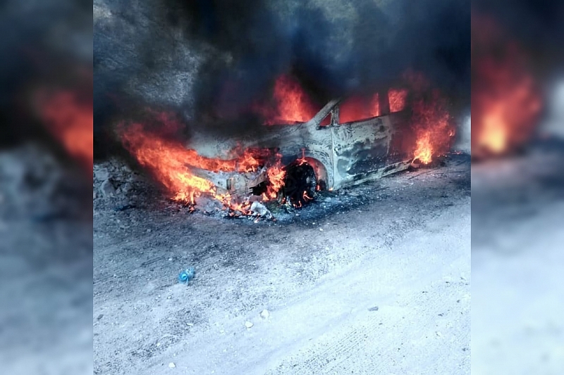 В Анапе возле реликтового леса загорелся автомобиль
