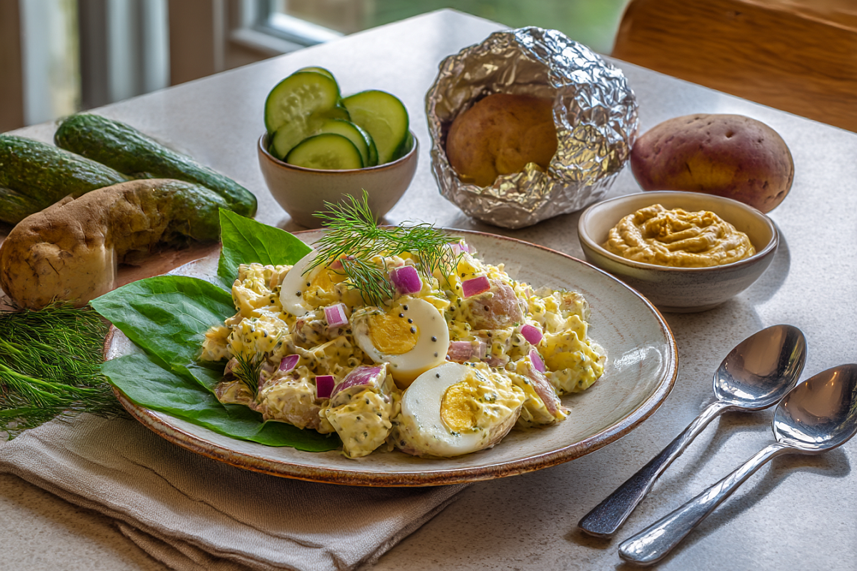 Американский картофельный салат: яркий и хрустящий