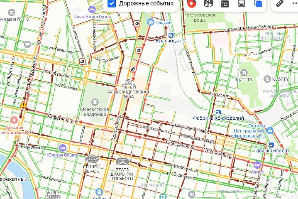 Краснодар застрял в 9-балльных пробках