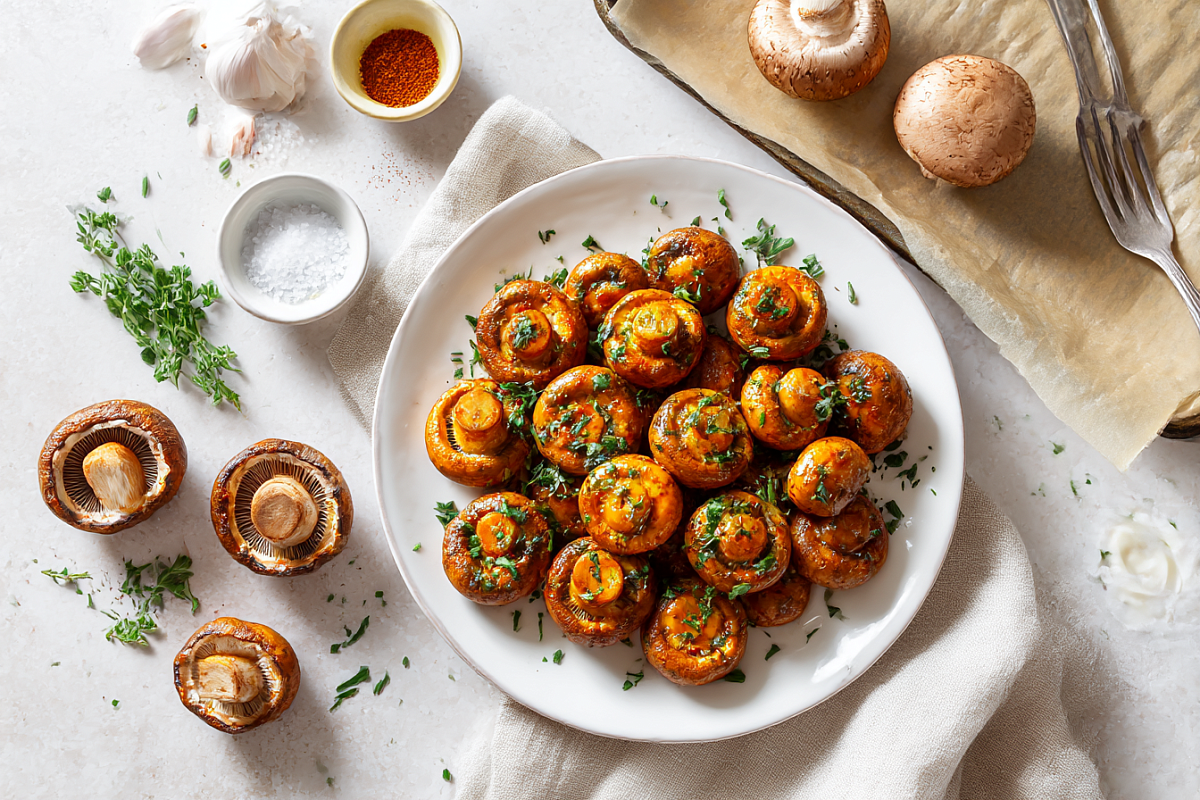 Шампиньоны в духовке «улетают со стола»: простая закуска с яйцом, крахмалом и майонезом