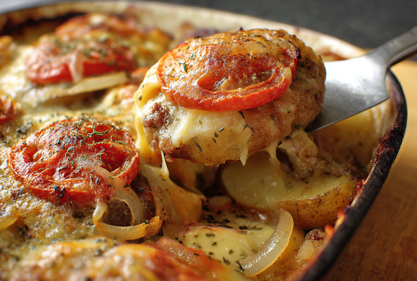 Обжариваю мясо, смазываю горчицей и запекаю под сырной шапочкой — получается то самое мясо по-французски с картошечкой