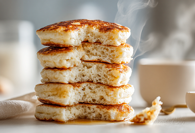 Делаю тесто на горячем кефире – и через 15 минут жарю оладьи-пухляши, которые не опадают