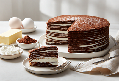 Пеку шоколадные коржи на сковороде и собираю торт — через час на столе нежный десерт без духовки!