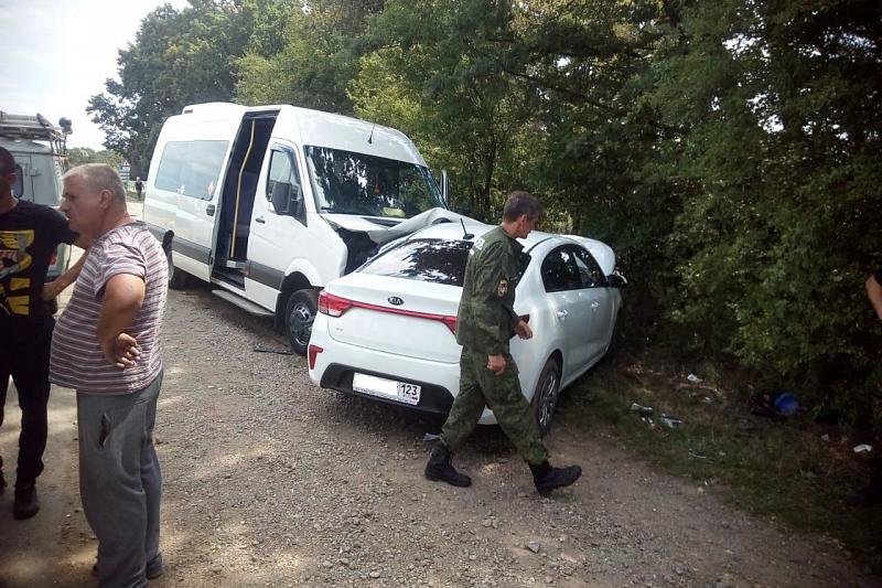 В Краснодарском крае микроавтобус столкнулся с легковушкой. Пострадали 8 человек, из них 3 детей