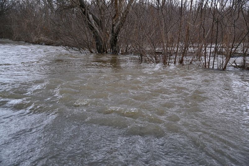С подтопленных территорий станицы Смоленской Северского района сходит вода