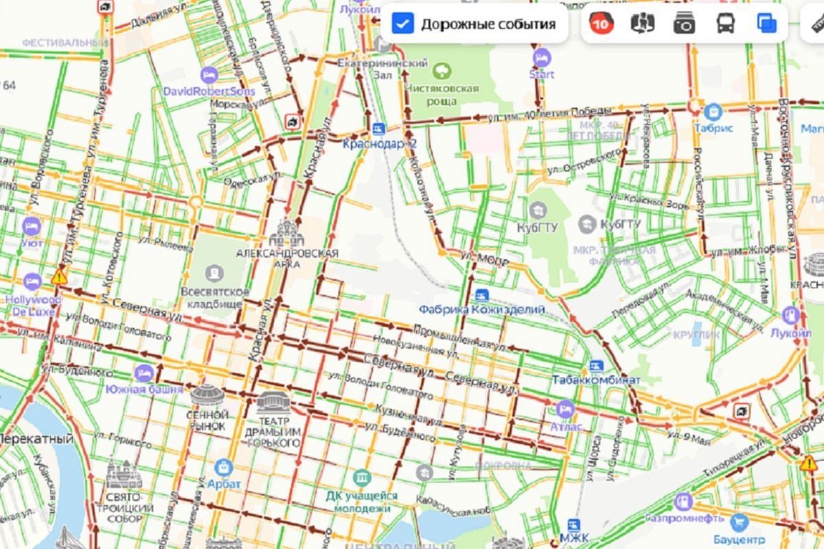 Краснодар парализовали 10-балльные пробки
