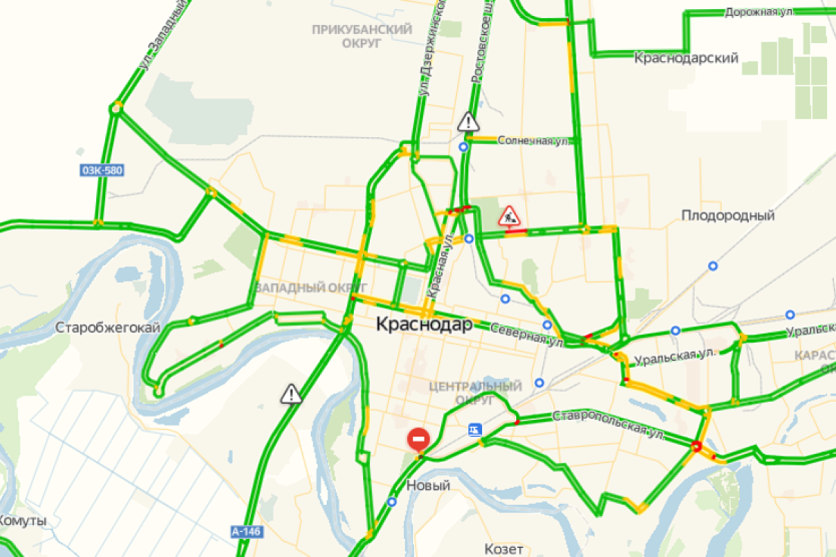 Остались дома: на дорогах Краснодара нет пробок