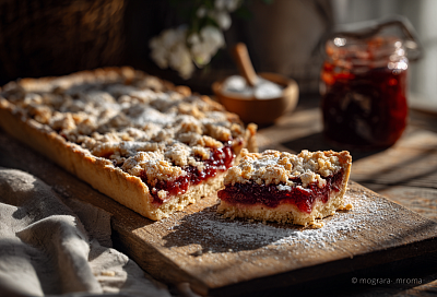 Классический тёртый пирог с вареньем — всегда идеальный: рассыпчатое песочное тесто и сочная начинка, тает во рту с первого кусочка
