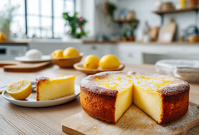 Лимонный пирог-чудо: крем прячется посередине, нежный и сочный