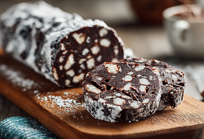 Шоколадная колбаса из детства – 10 мин замеса, 2 ч в холодильнике, тает во рту без выпечки