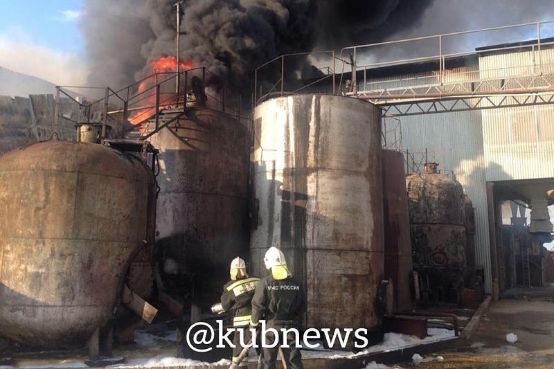 Опубликовано видео с места крупного пожара на заводе по производству сои под Краснодаром