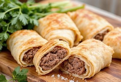 Штрули с фаршем - ленивые пельмени в сметанной подливе