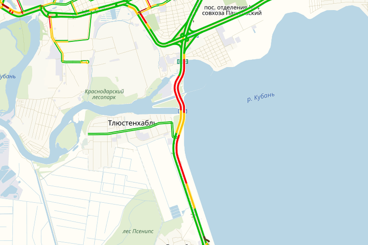 Из-за ремонтных работ на Восточном обходе Краснодара образовалась большая пробка