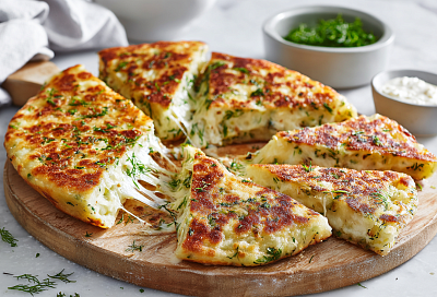 Лепёшка с сыром и зеленью, которую можно даже на диете: сочная, тягучая и невероятно полезная