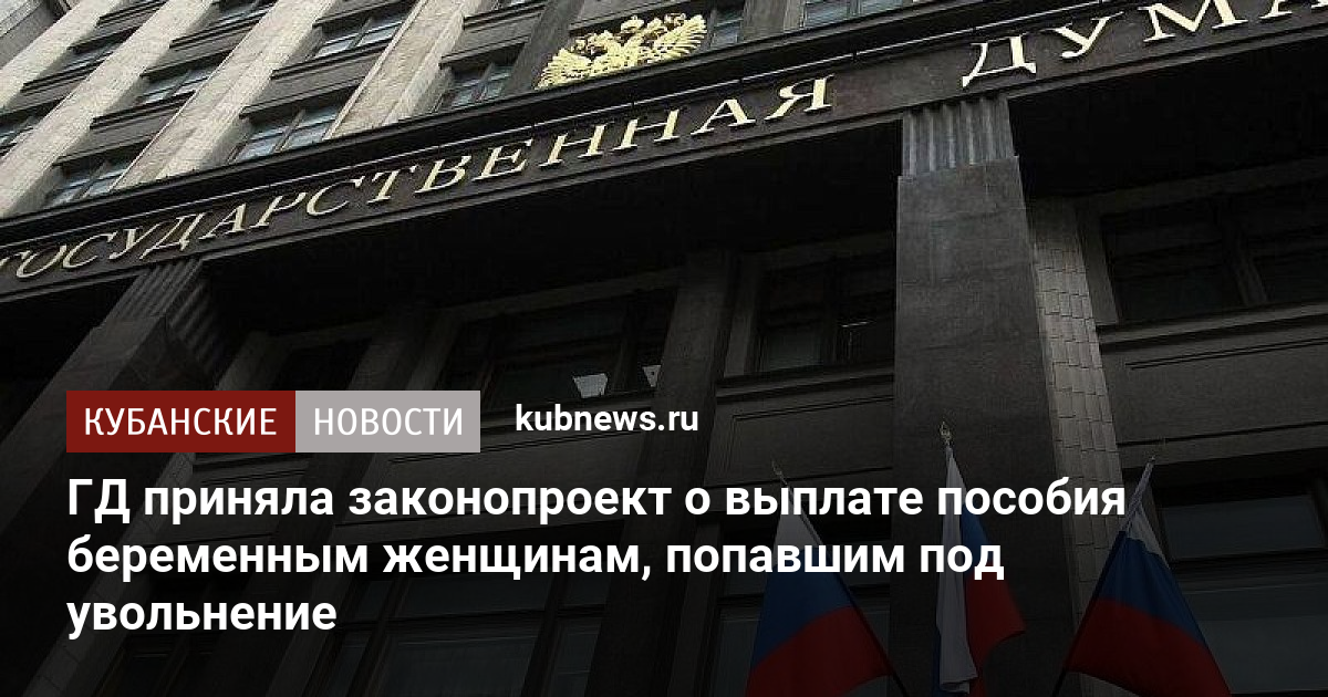 ГД приняла законопроект о выплате пособия беременным женщинам, попавшим