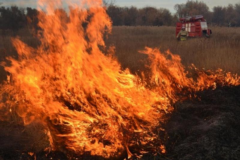 В Краснодарском крае произошел пожар на пустыре