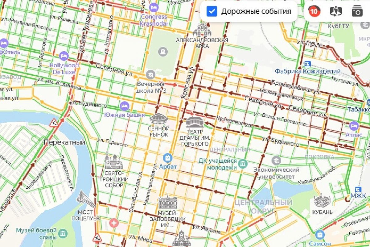 Краснодарцы застряли в 10-балльных пробках