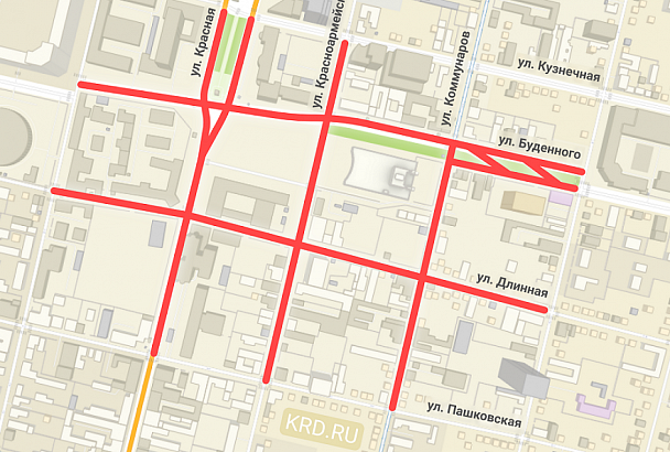 Центральные улицы Краснодара перекроют с раннего утра 24 апреля 
